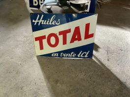 Emailleschild Total Huiles Vintage Original Zustand