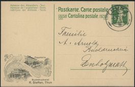 1917 - Ganzsache - Postkarte - Privatzudruck - Thun BE