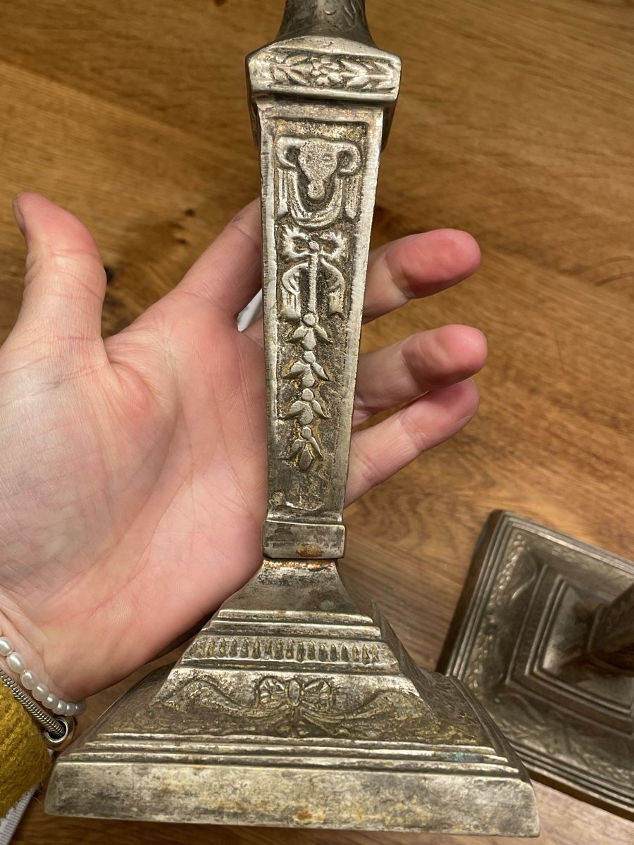 Bougeoirs: 2x Kerzenständer, antik Messing oder Bronze – D'occasion à Niederbüren par poschti 6