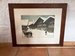 Jean-Louis Gétaz – Handsignierte Winter Lithografie