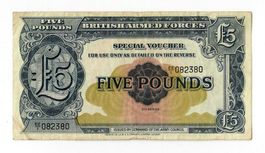 Alte Banknote British Armed Forces, 5 Pounds