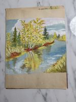4 Peintures Gouache Signées W.Müller Vintage 1963