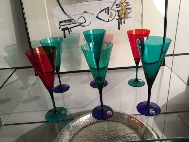 Murano Gläser: 6 originale Murano Champagnergläser, Klebeetikett Cenedese – Neu (gemäss Beschreibung) aus Wald ZH von mo-zart 6
