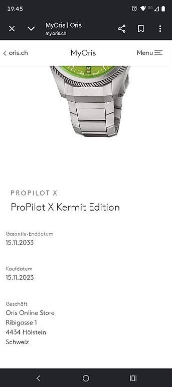 Uhren: Oris PROPILOT X KERMIT EDITION – Gebraucht aus Aesch BL von CDZ44 3