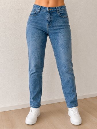 👖Hellblaue Jeans Gr. 42 mit Blumenmuster  wie neu