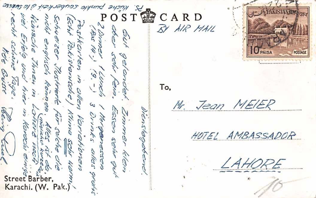 Cartoline postali: STREET BARBER Karachi um 1940 – Usato da Lufingen venduto da TopAnsichtskarten 1