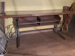 Alter, nostalgischer Schüler-Schreibtisch, 2-Plätze 