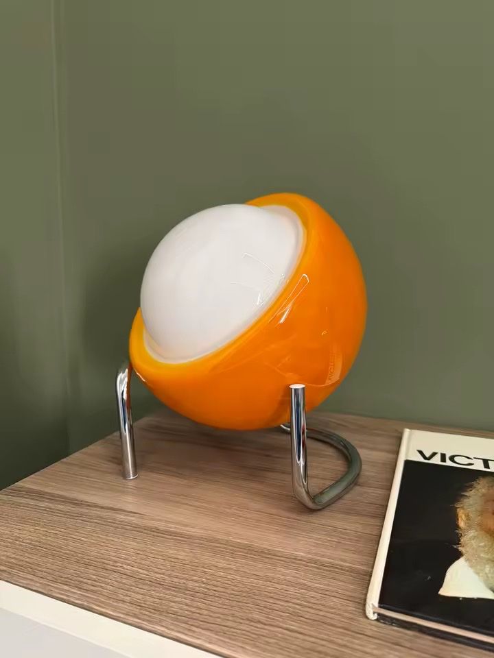 Lampade: Glas Lampe, Orange/Chrom, Top Zustand! – Usato da Bern venduto da Bellsjingle 2