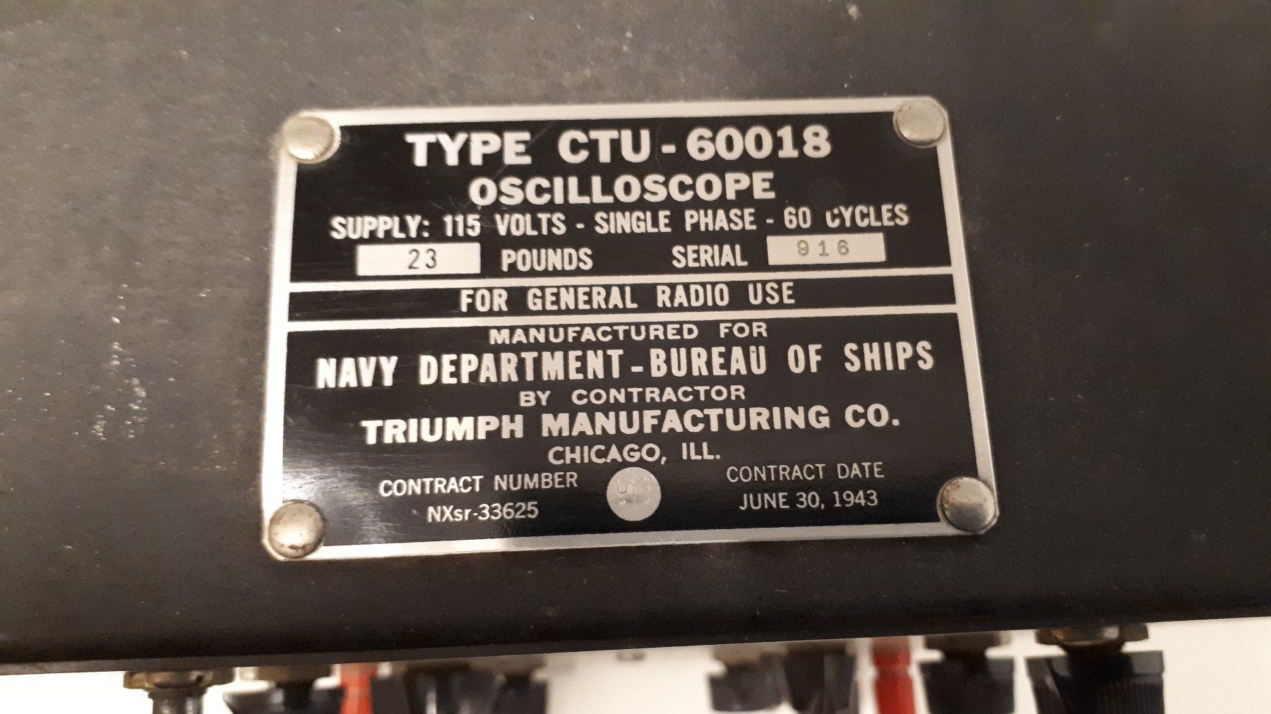 Misurare: Oszilloskop Modell 830 der US - NAVY 1943 – Difettoso da Madiswil venduto da 20gls 5