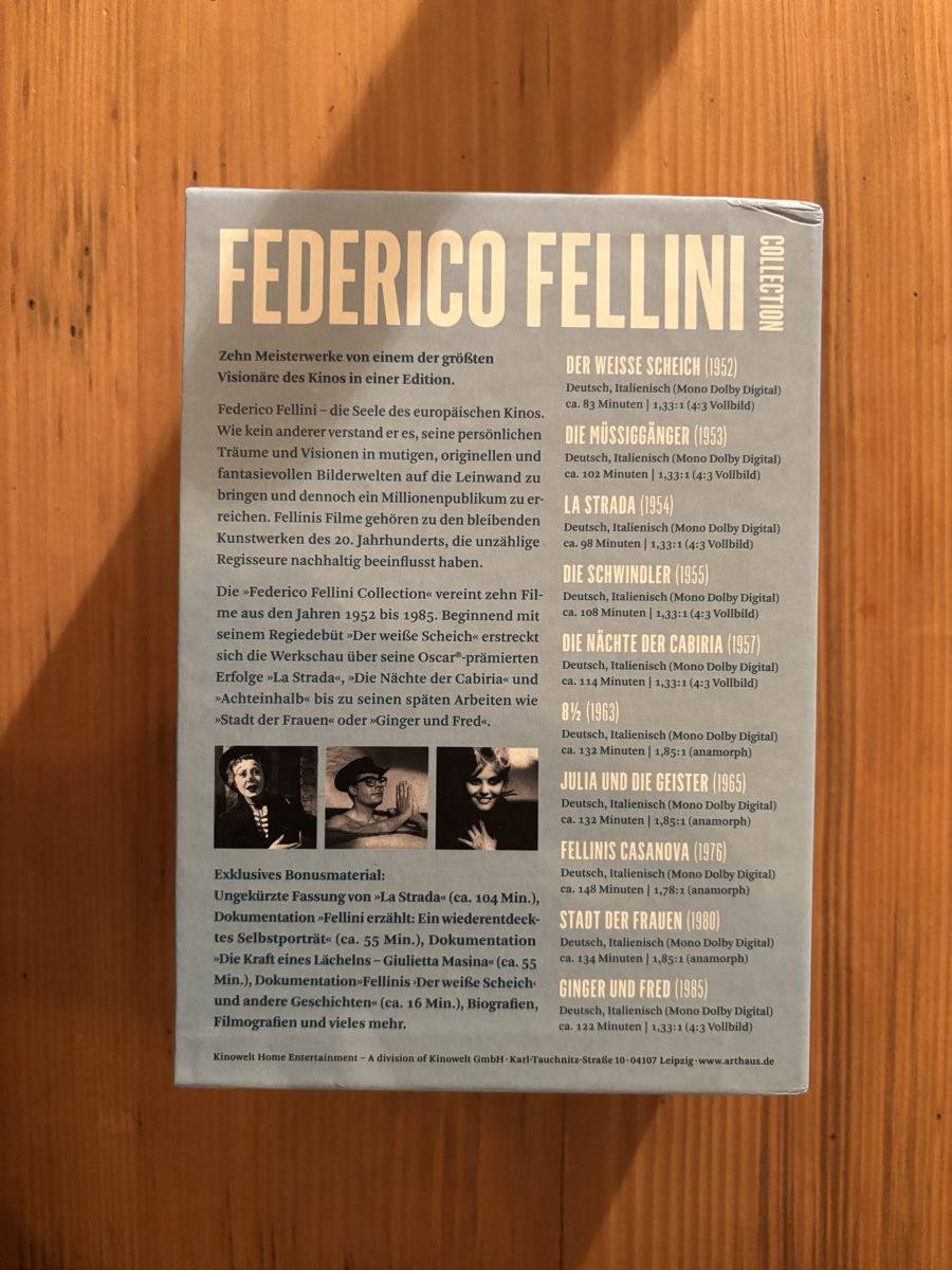 Tous les DVDs: Federico Fellini Collection DVDs Arthaus – D'occasion à Solothurn par neisksvzqiwnw 2