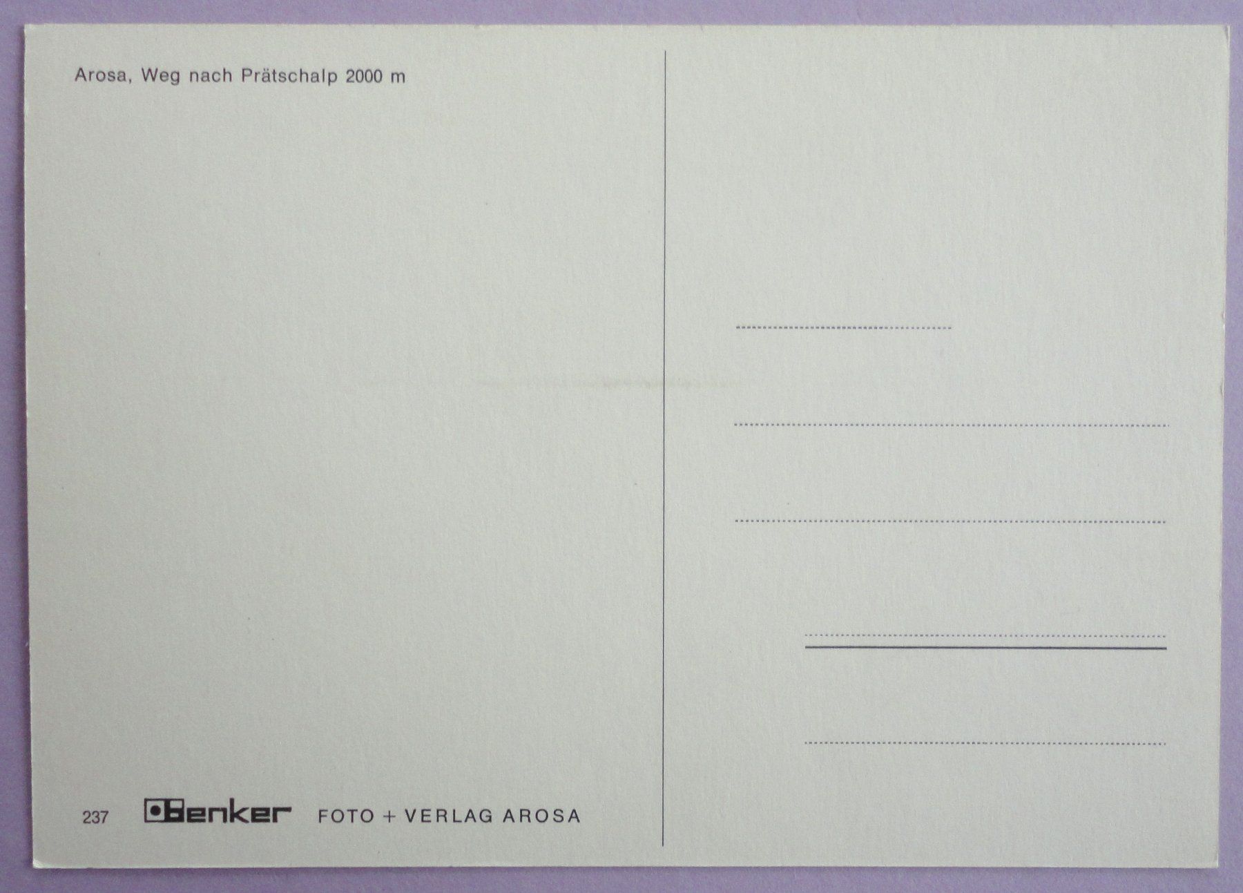 Cartoline postali: Arosa, Weg nach Prätschalp 2000 m – Usato da Fétigny venduto da Billy2miny 1