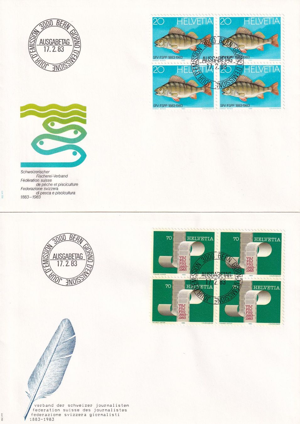 Alle Briefmarken: Lot 10 Briefe FDC 4er Block  1983 – Gebraucht aus Rossa von becky05