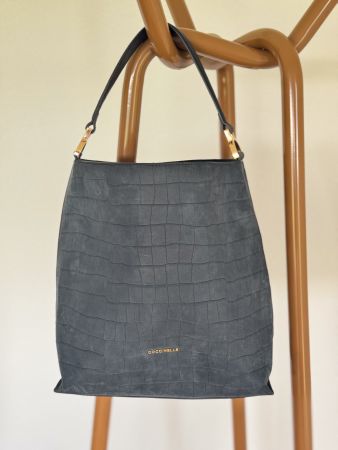 Coccinelle Anais Croco Schultertasche schwarz neuwertig