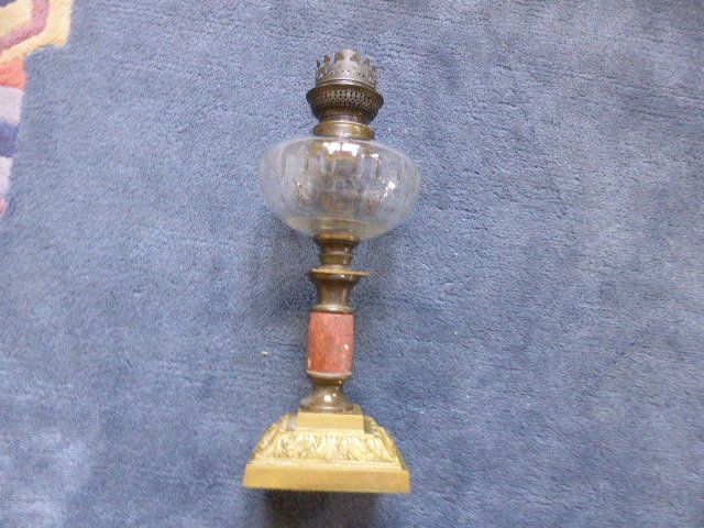Lampes: Antike Petrollampe,edel,Messing-Marmor,Glas-geschliffen – D'occasion à Lausen par liesfisch 1