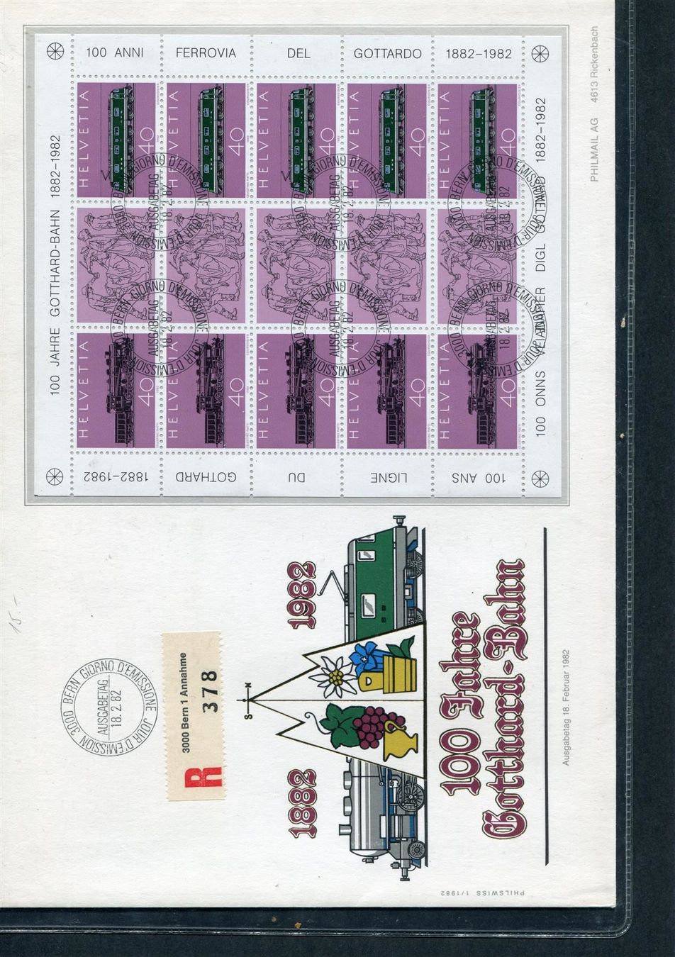 Tous les timbres: 1982 100 J. Gotthard-Bahn Gross-FDC – D'occasion à Winterthur par Kyoung