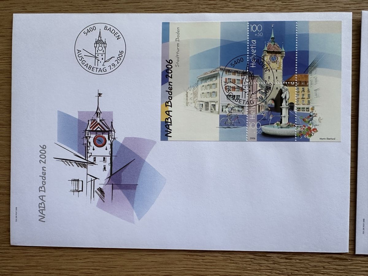 Tutti i francobolli: Schweiz - 2006 Naba Baden FDC Kleinbogen – Usato da Schmitten / FR venduto da Samsara169 1