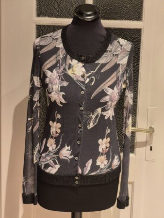 Blumen Cardigan Jacke Gr. 2 neuwertig Marc Cain schwarz