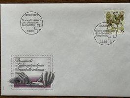 🌟 FDC  Reiterbote AUSGABETAG 1989 "Postbeförderung" Nr.:740
