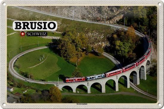 Insegne: Blechschild-RHB-BRUSIO-KREISVIADUKT – Nuovo e nell'imballaggio originale da Rupperswil venduto da big-one-sale