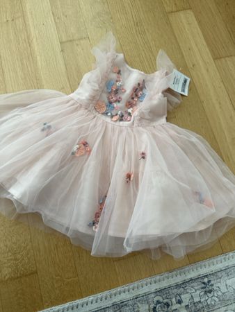 Kleid Tüll Blumen rosa neu mit Etikett Gr 74 Next