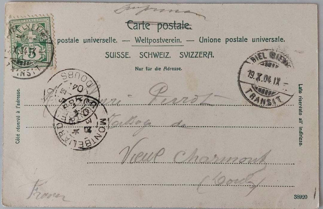 Cartoline postali: BIEL / BIENNE - Taubenloch - Train à vapeur - 1904 – Usato da Delémont venduto da Domdom1 1
