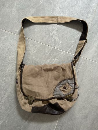 Sacoche toile et cuir marron