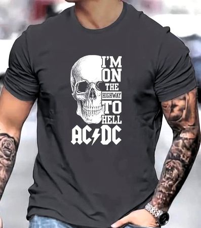🤘 I'M ON THE HIGHWAY TO HELL AC/DC T-Shirt, grau, XXL/54 🎸