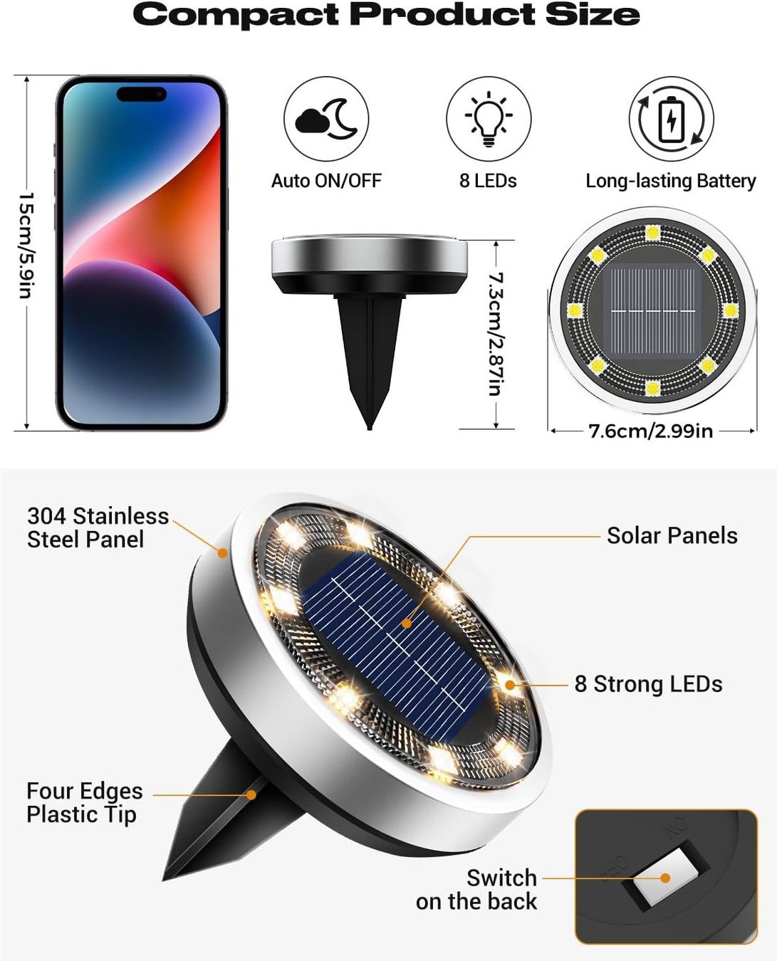 Lampade: 10x Solar Bodenleuchten Aussen mit 8 LED – Nuovo e nell'imballaggio originale da Nuglar venduto da SmartLiving24 5