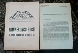 Erinnerungs-Buch 1946 Gebirgs-Infanterie-Regiment 16 m Brief