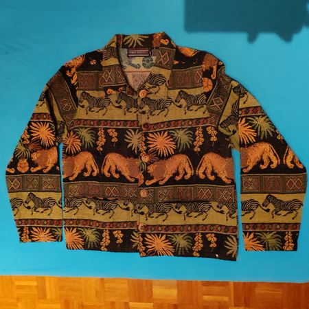 Vintage New Identity Tapestry Jacket Safari Animals 90s M 40
