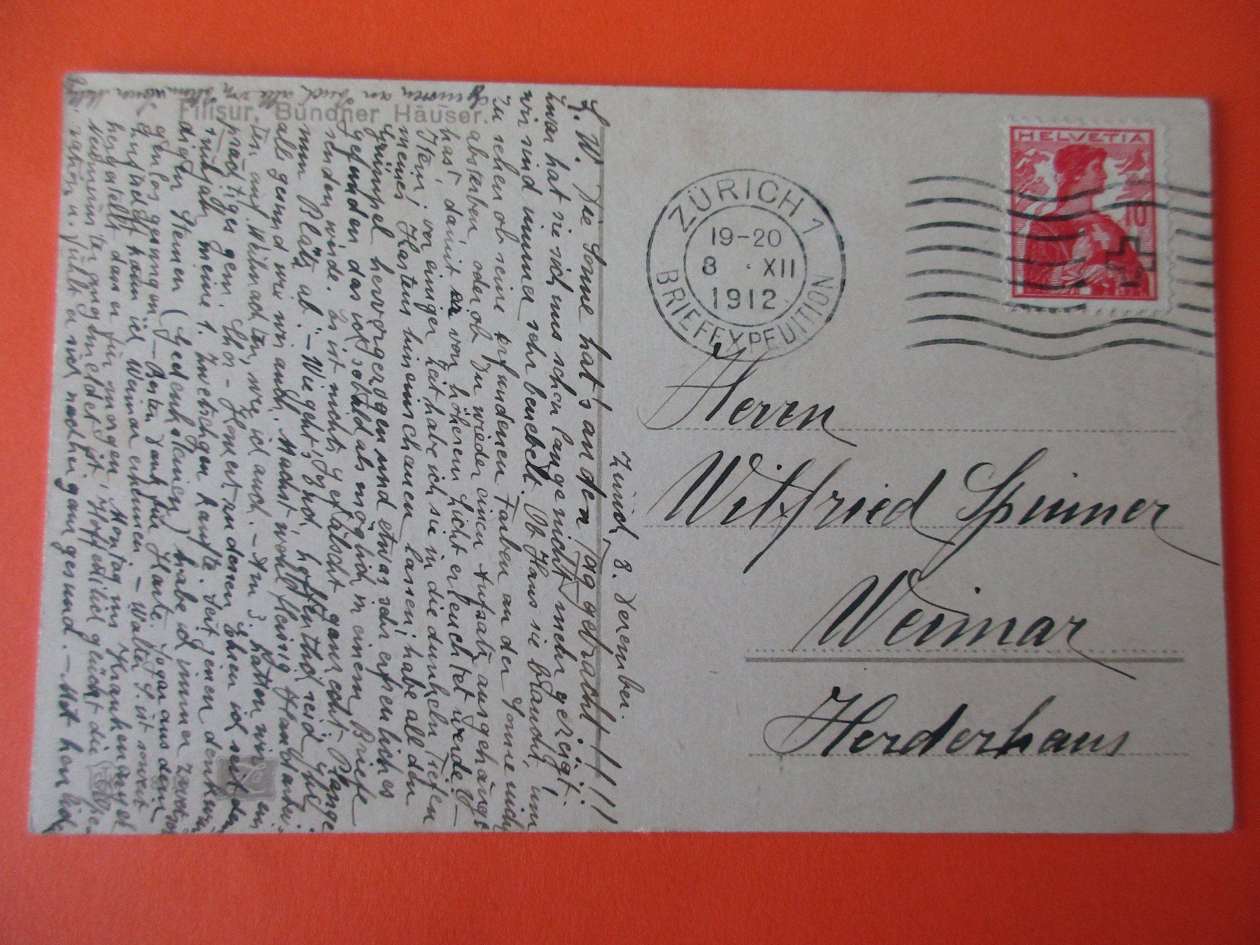 Cartoline postali: FILISUR, Bündner Häuser / Gel. 1912 / Ansichtskarte – Usato da Eschenbach LU venduto da Jack1711 1