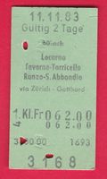 KARTON BILLETT, BÜLACH - RANZO-S ABBONDIO, 1.KLASSE, EINFACH