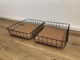 2x IKEA ELJA Ablagekörbe mit Korkeinlage: Schwarz, Set