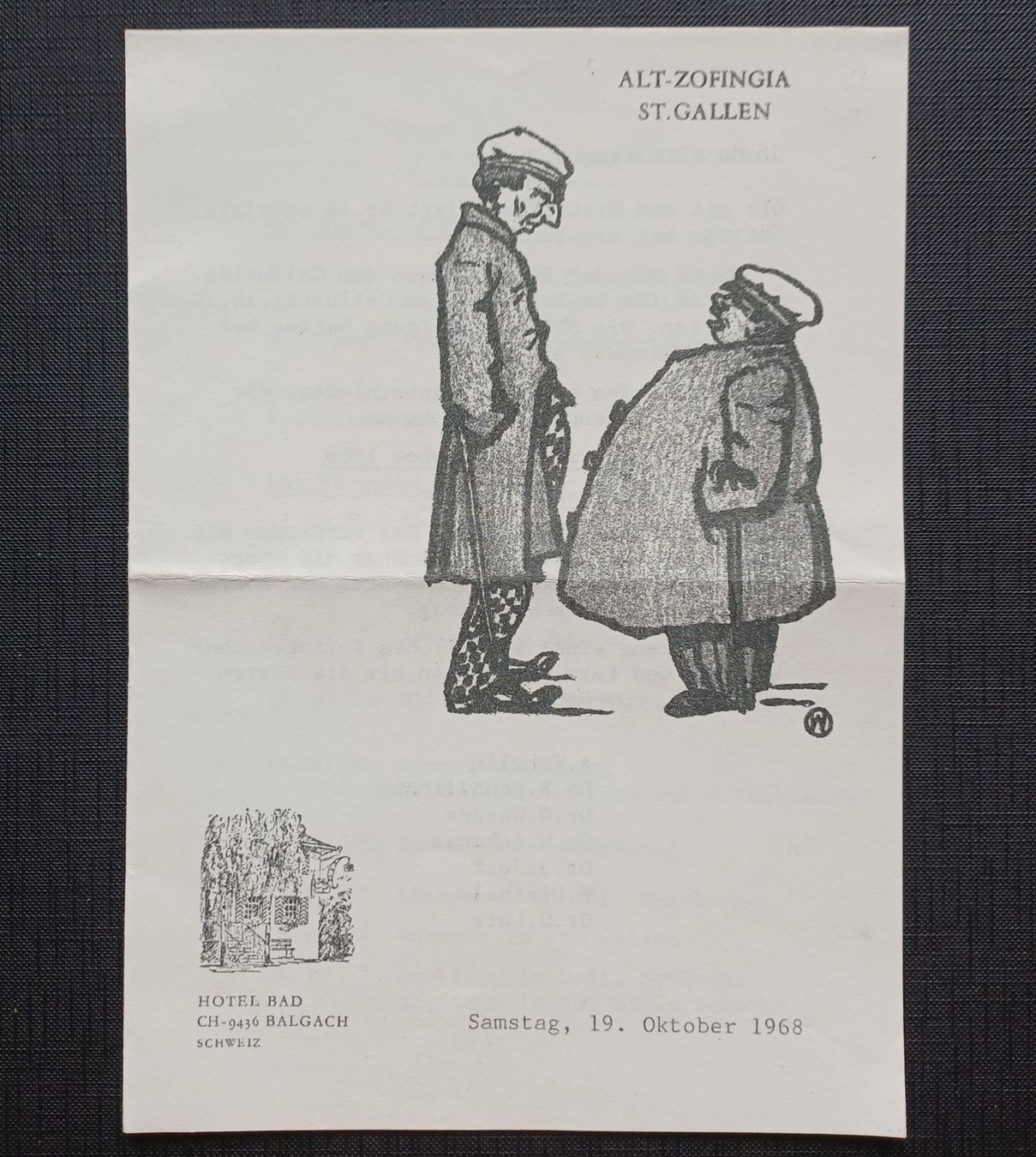 Cartoline postali: Studentika ALT-ZOFINGIA St.Gallen Programm 1968 – Usato da Brittnau venduto da simionius