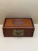 Chinese Wooden Jewelry Box Longevity Shou Symbol