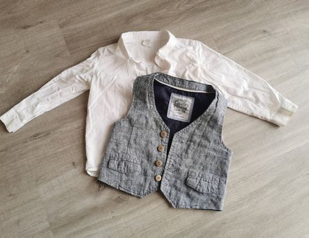 Gilet / Hemd mit Weste / Taufhemd Gr. 92 