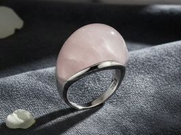 Edlen Natur Rosenquarz Silberring 925 (rhodiniert)- NEU