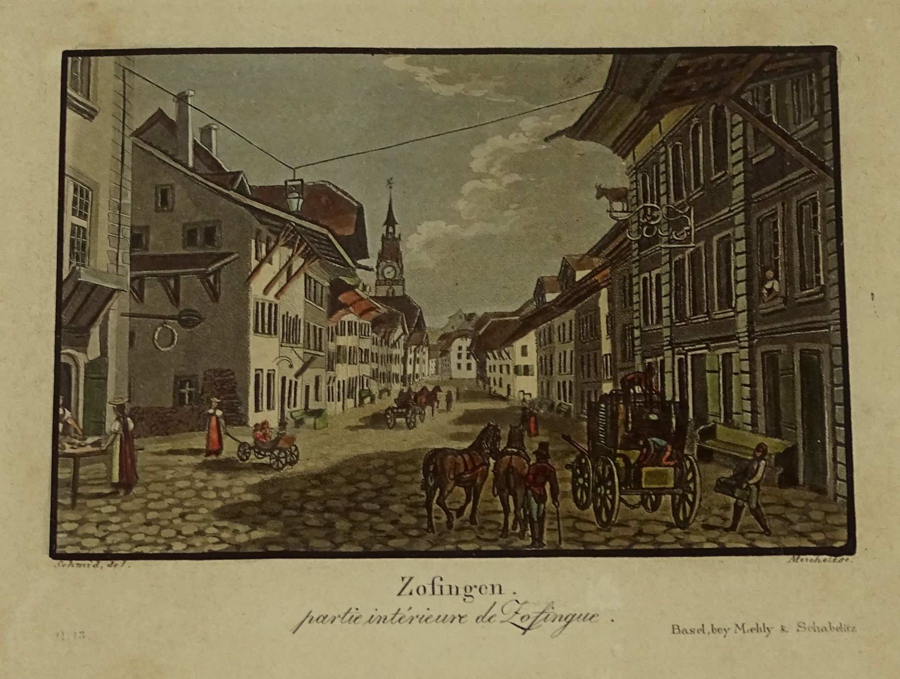 Incisioni: ZOFINGEN, AQUATINTA UM 1835 – Usato da Grüningen venduto da Kartensammler 1