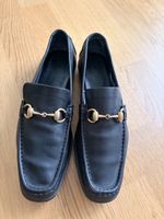 Gucci Loafers Black Leather Gold Bit Size 38 Good Condition