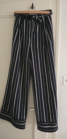 Pantalon taille haute à pince cintré à la taille bleu marine