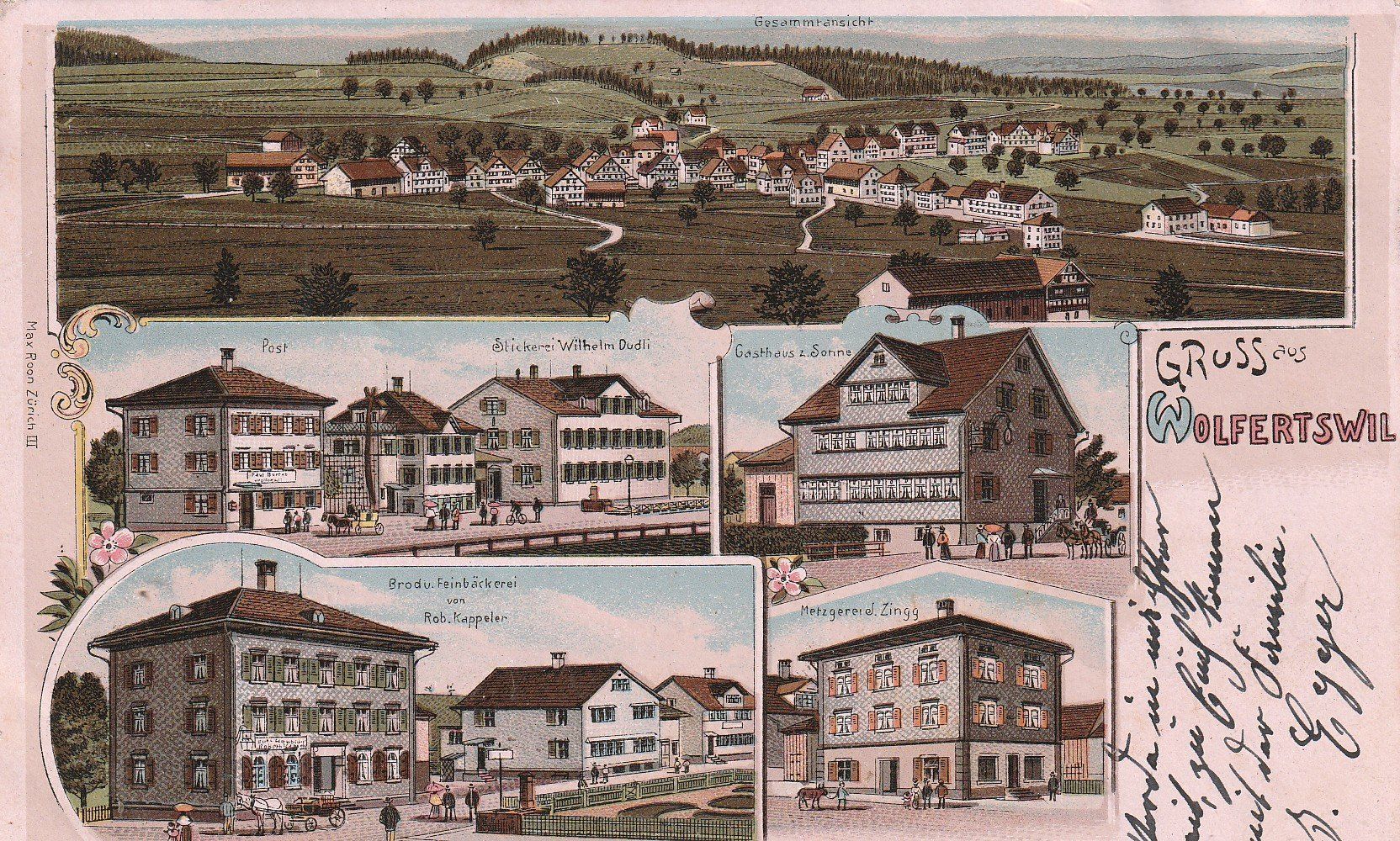 Cartoline postali: AK  Gruss aus Wolfertswil  Litho 1903 – Usato da Rupperswil venduto da Ema10