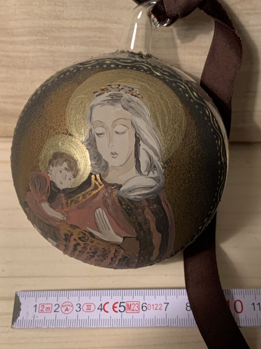 Tutte le decorazioni: Weihnachtskugel Christbaumkugel Madonna mit Kind handbemalt – Nuovo e nell'imballaggio originale da Erlenbach ZH venduto da Ritschly