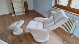 Relax Sessel mit Fussablage weiss Lederimitat gebraucht