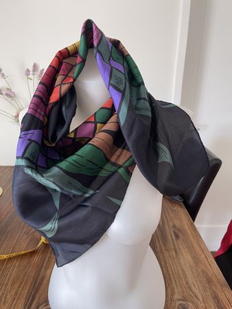Foulard en soie Ashley Brooke vintage comme neuf 86 X82
