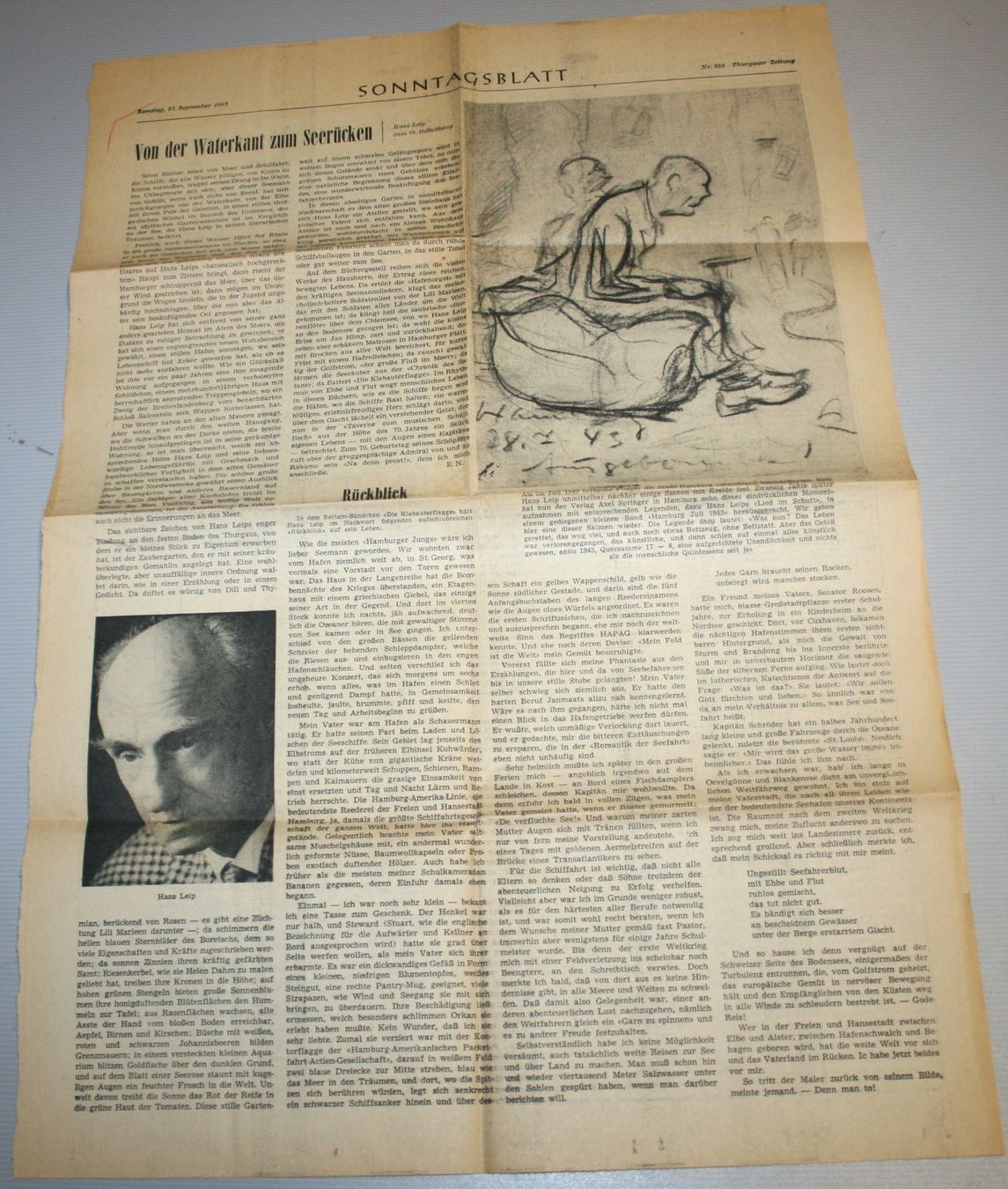 Libri: HANS LEIP Konvolut: Korrespondenz, Postkarten, Bücher, sig. – Usato da Schaffhausen venduto da Kartenprofi 5