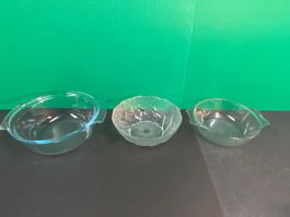 2 PYREX, England Glasschüssel und 1 Schöne Glasschale