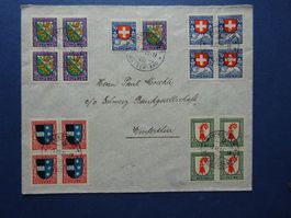 1926 Pro Juventute 4er Block Satzbrief