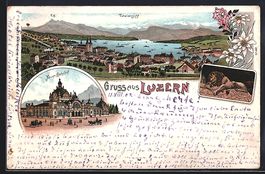 Litho Luzern, Totalansicht aus der Vogel