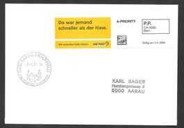 Brief Aktions-Etikette Nr. 1 deutsch Aarau 7.4.2004