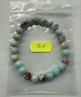 Naturstein  Armband mit Kugeln, hellblau-beige marmoriert.
